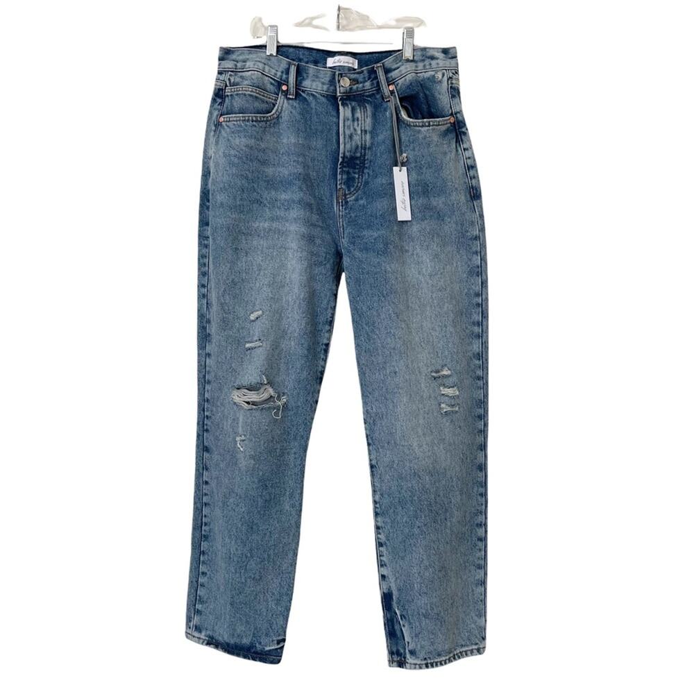 Betro Simone High Waist Straight Leg Button Fly Rip Knee Jean Women Size 31 New!